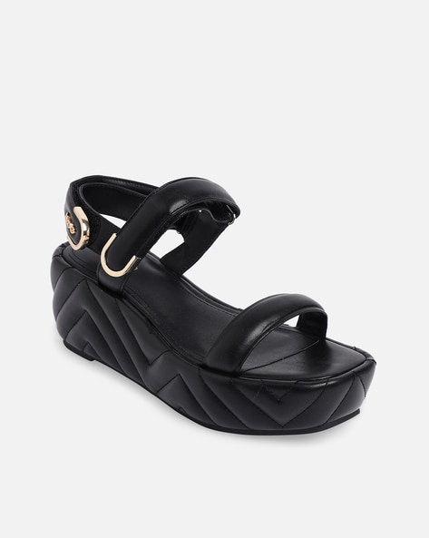 Imna Wedge Sandal | Black – Well Heeled