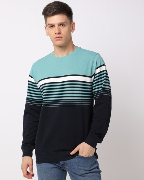 Striped crew 2024 neck sweatshirt mens