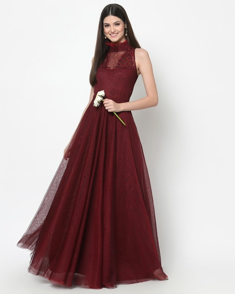Shop Red Wine Colour Dress online | Lazada.com.my