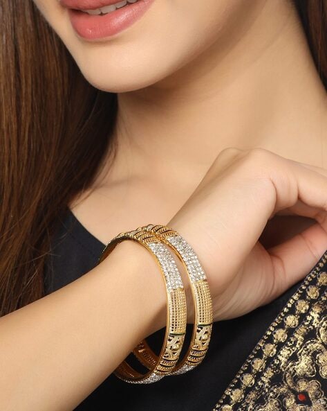 Gold rhodium bangles on sale designs