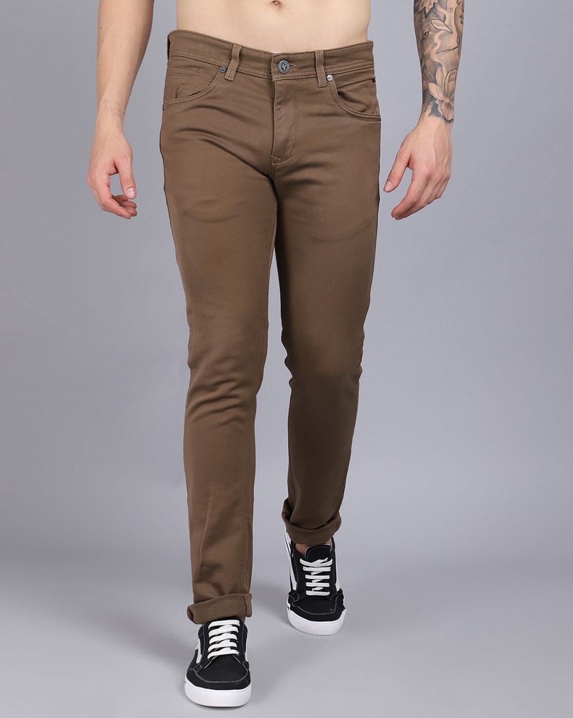 Cantabil Mid Grey Cotton Regular Fit Trousers