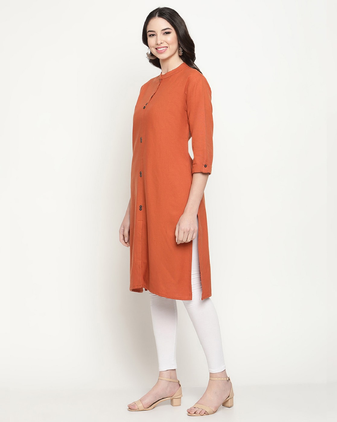 Rust Orange Lace Detail Cotton Kurta Set (Set of 2) | Girls fashion  clothes, Lace detail, Orange fabric
