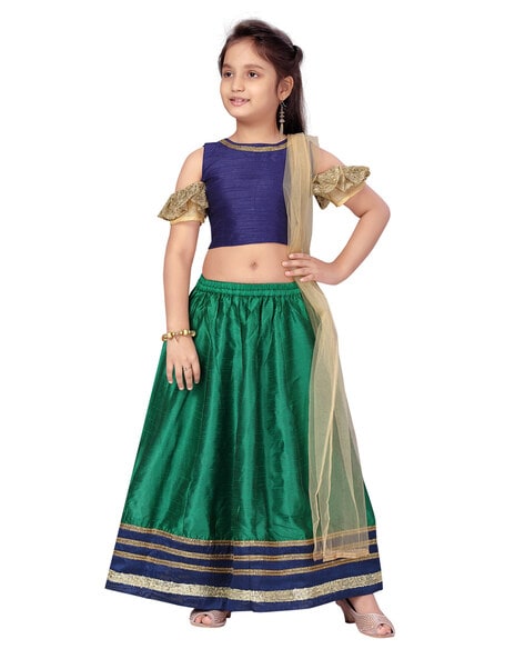 Buy online Cold Shoulder Blouse With Flared Tassels Lehenga from ethnic  wear for Women by Brijraj for ₹7179 at 48% off | 2024 Limeroad.com