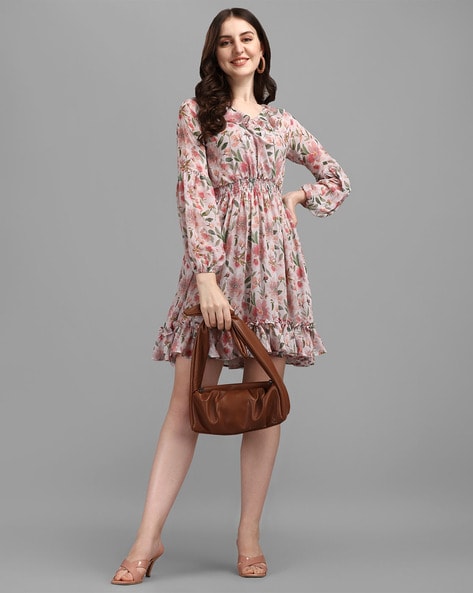 Dresses | Korean Style Floral Short Dress | Freeup