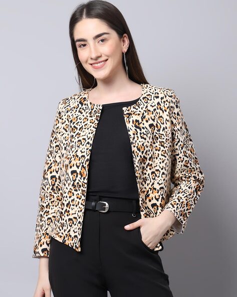 Buy Black Brocade Open Front Jacket Online | FableStreet