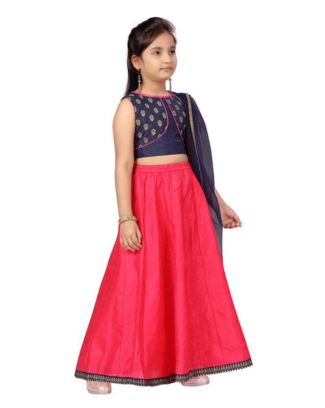 Girls Blue Orange Floral Printed Ready to Wear Lehenga Choli – DIVAWALK |  Online Shopping for Designer Jewellery, Clothing, Handbags in India