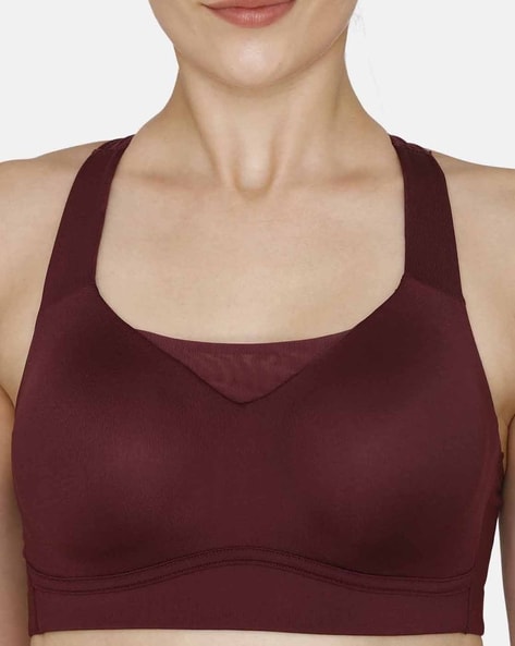 1380 Wirefree Padded Cotton Elastane Full Coverage Racer Back Active Bra  with Moisture Move Treatment