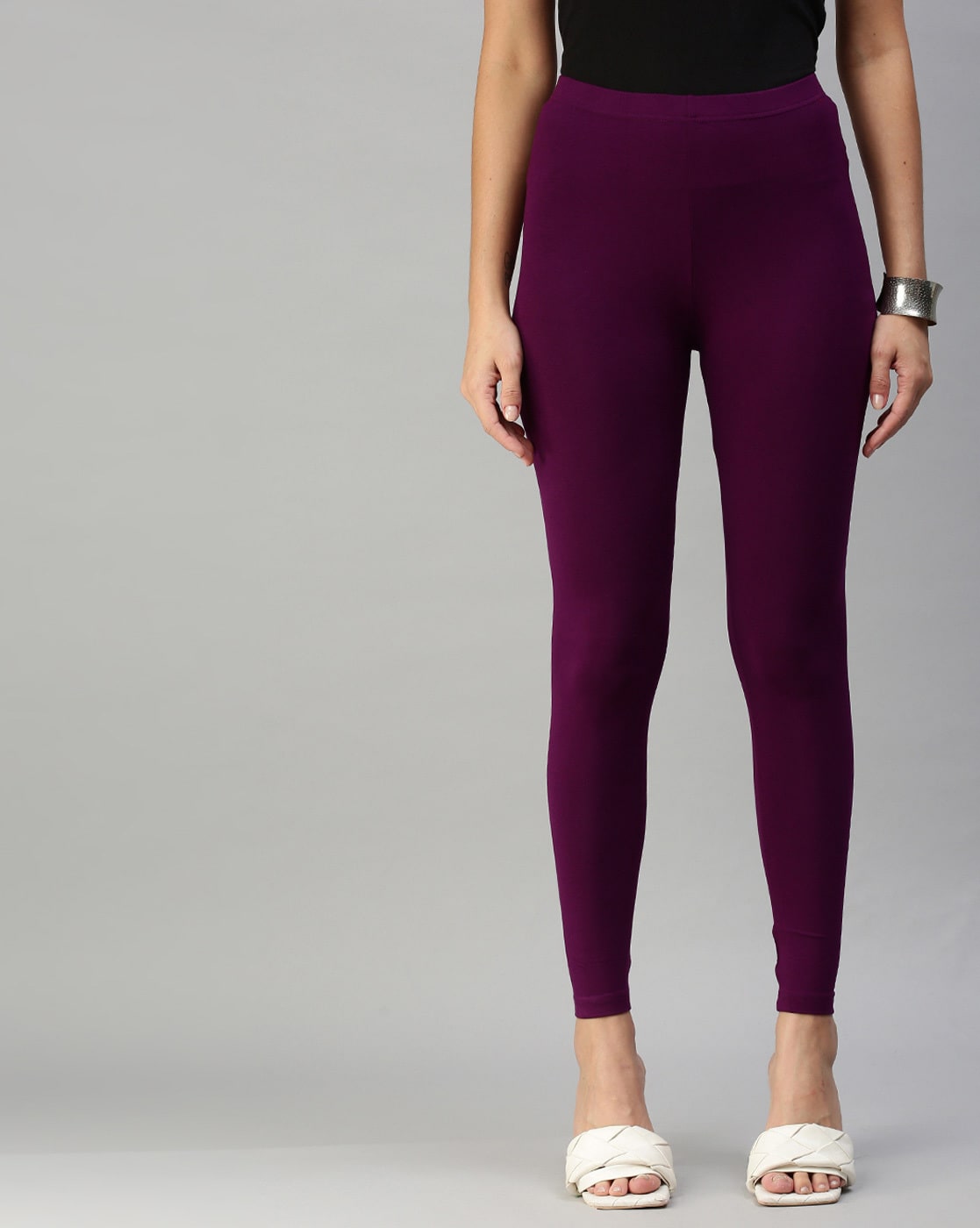 Buy Dark Purple Leggings for Women by DeMoza Online