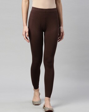 Buy Women's Super Combed Cotton Elastane Stretch Leggings with Ultrasoft  Waistband - Tan AW87
