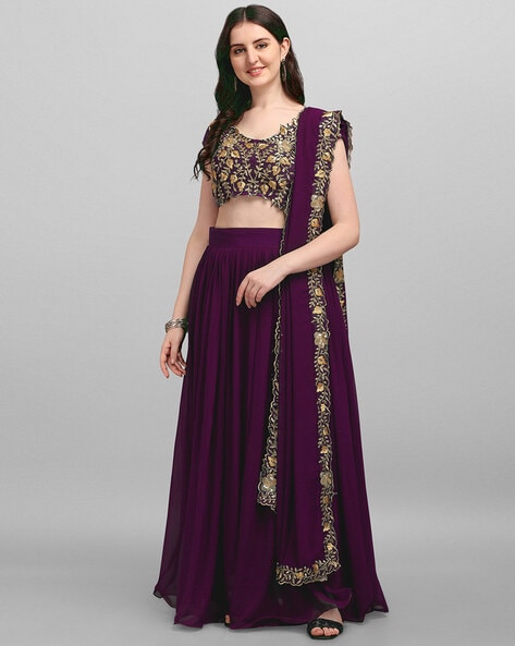 Pink & Purple Banaras Silk Lehenga – myRiti