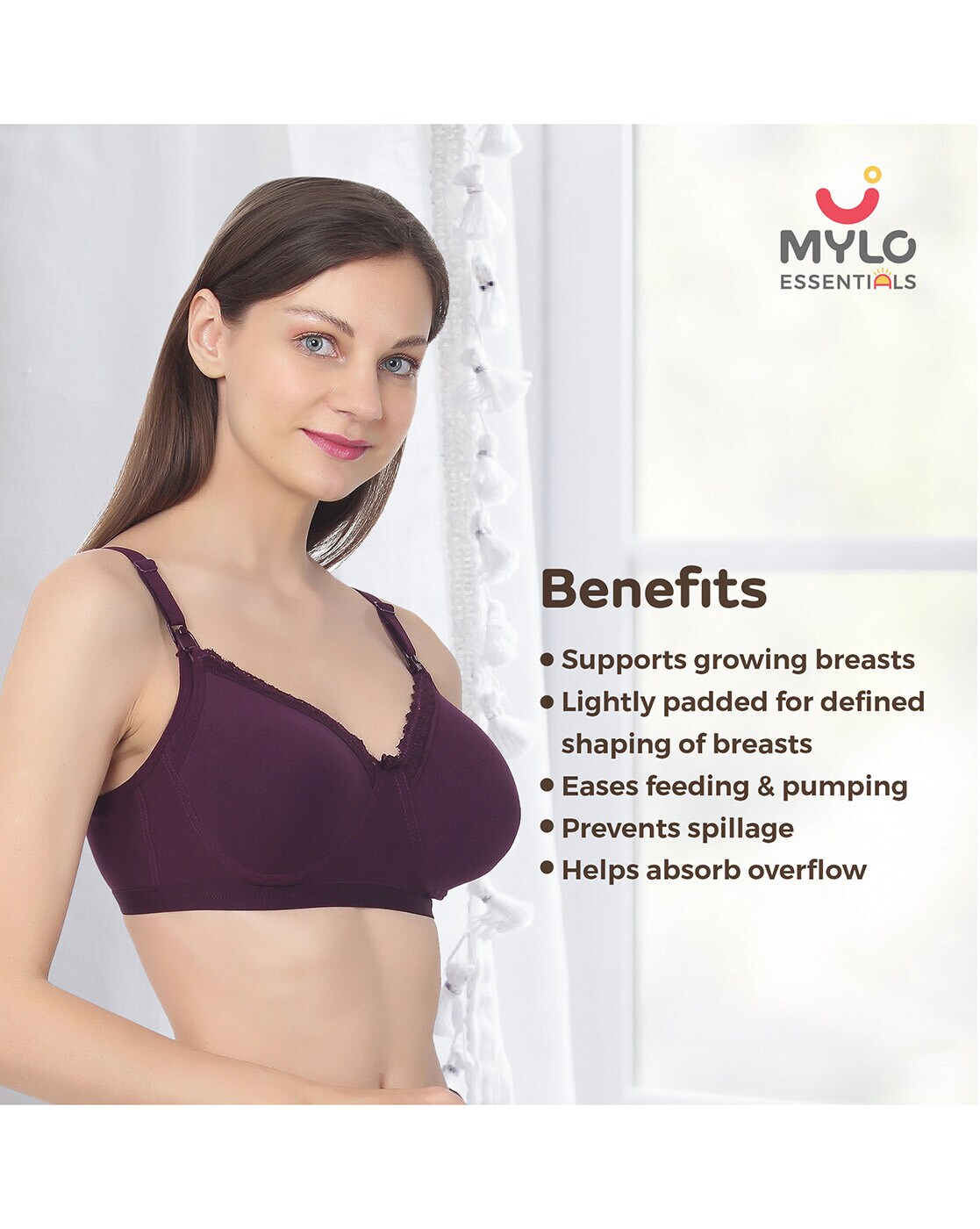 Buy Mylo Maternity/Nursing Bras Non-Wired, Non-Padded - Pack of 3