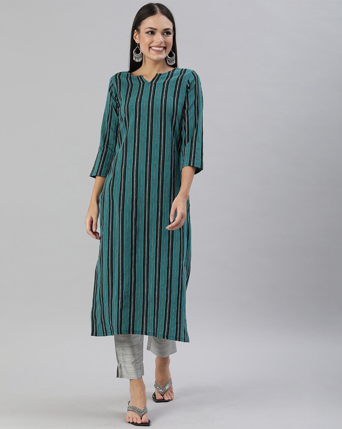 Buy Clickedia Womens Fully Stitched Cotton Striped Kurti with Buttons and  Shirt Tunic cut kurta/Kurti Online at Best Prices in India - JioMart.