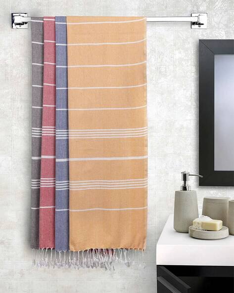 KLOTTHE Set of 4 Striped Bath Towels with Tassels
