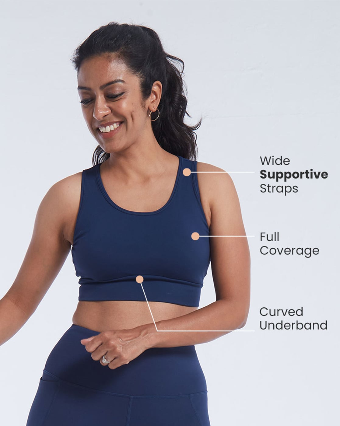 Buy Blissclub Women Navy The Ultimate Comfort Sports Bra With Easy Slip In  Pads and Full Coverage online