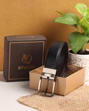 Checked Reversible Belt with Buckle Closure-image-7