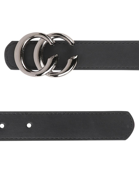 Gucci Men's Leather Belt with Double G Buckle - Black - Belts