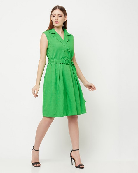 Fit & Flare Dress with Waist Tie-Up