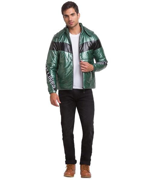 Being Human Green Black Men Jacket (Size: 2XL)-BHJI22556-GREEN/BLACK,Size  -2XL