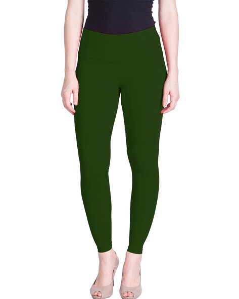 Green High Waisted Crossover Leggings With Pockets, 53% OFF