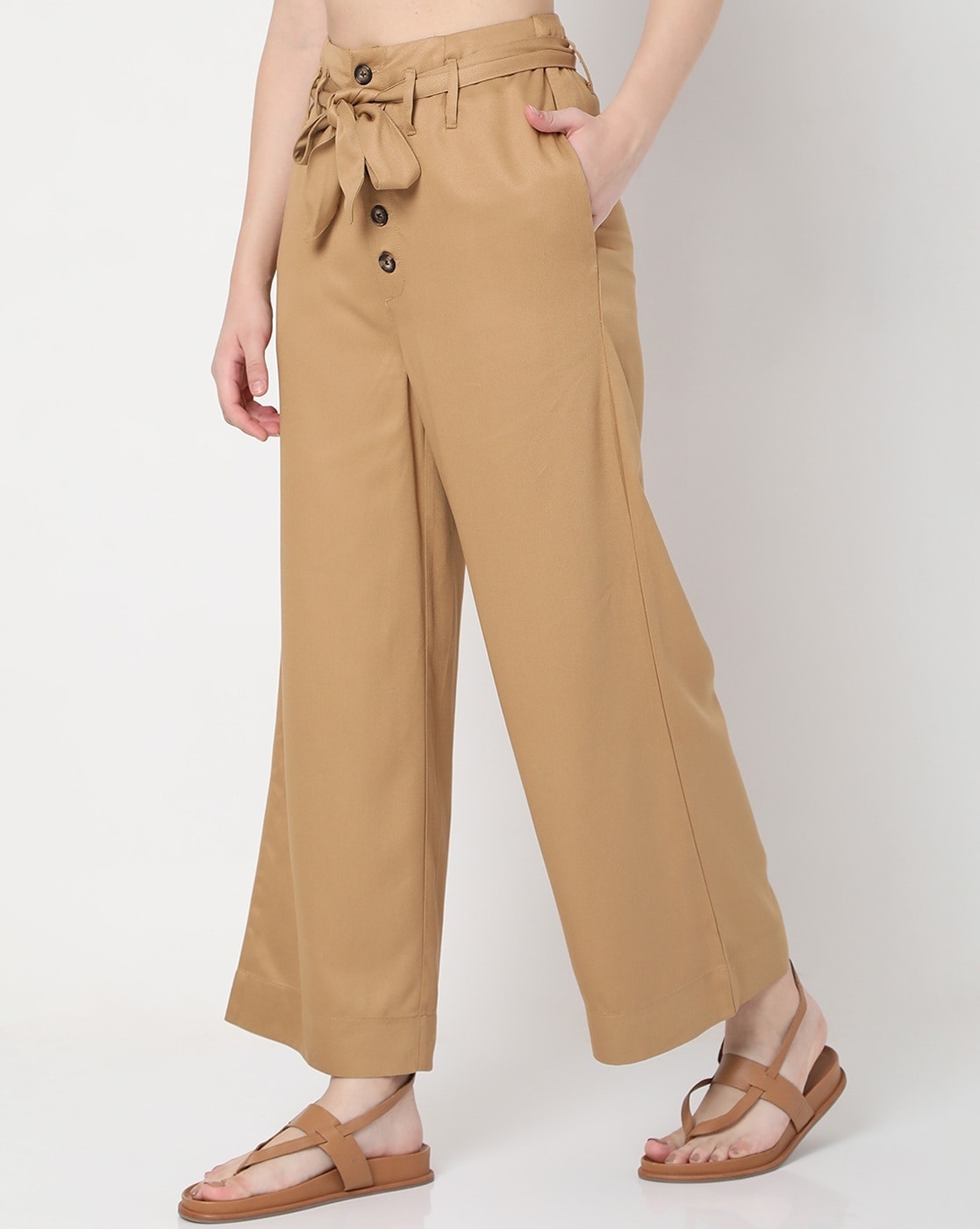 Vero Moda Olive Straight Fit High rise Pants