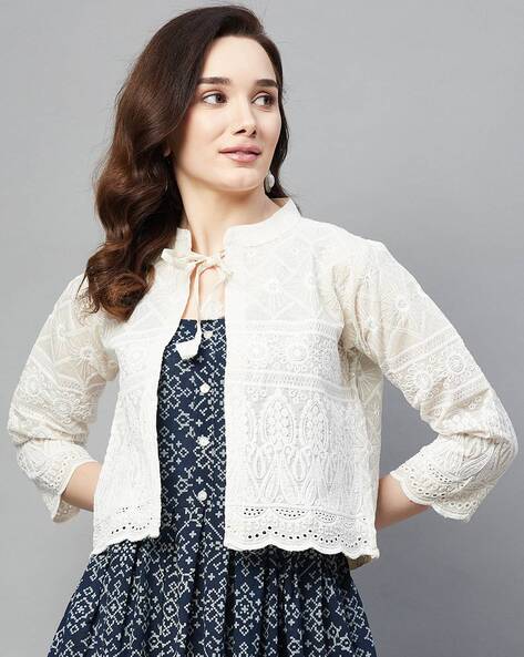 White clearance embroidered jacket