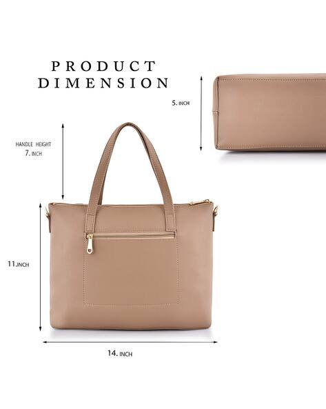 Set of Textured Handbag with Zip Closure