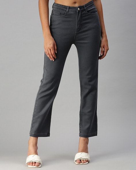 SHOWOFF Grey Straight Fit High Rise Jeans