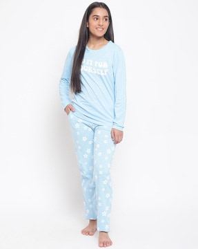 Printed T shirt Pyjamas Set