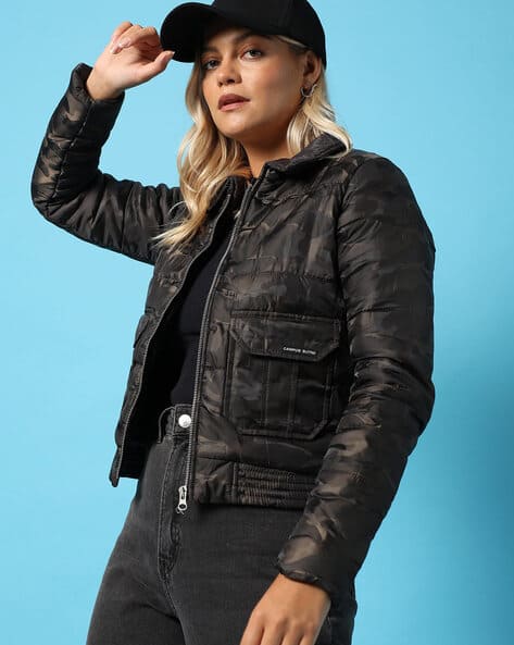 Camouflage Print Bomber Jacket