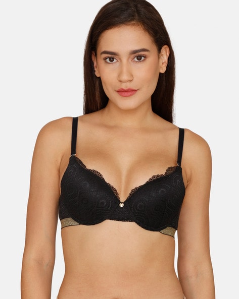 Geometric Patterned Padded & Wired Push-Up Bra
