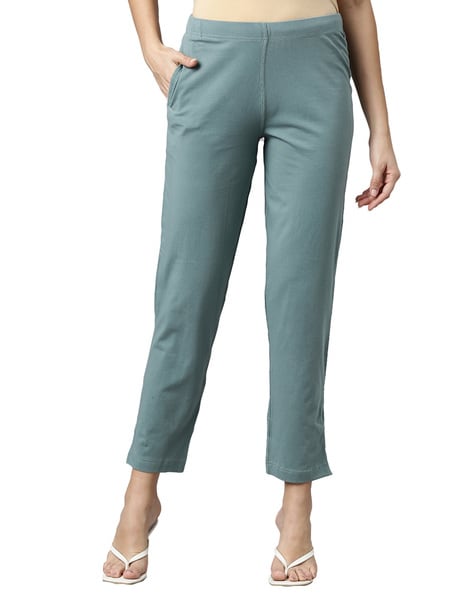 Buy Go Colors Women Beige Regular Fit Solid Cigarette Trousers - Trousers  for Women 4891893 | Myntra