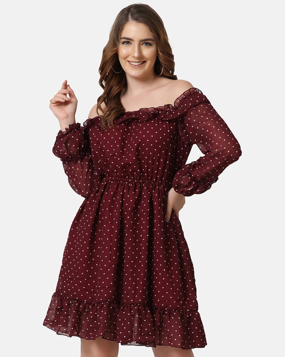 Polka dot hotsell burgundy dress