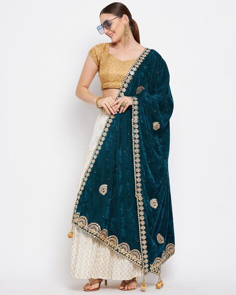 wedding wear Bridal Lehenga with Double velvet and net dupatta - Aazuri