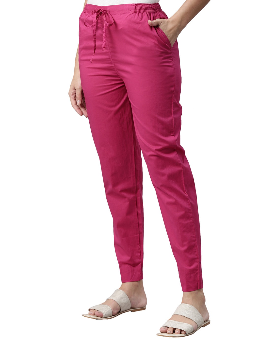 Buy Go Colors Women Solid Dusty Pink Viscose Harem Dhoti Pants Online