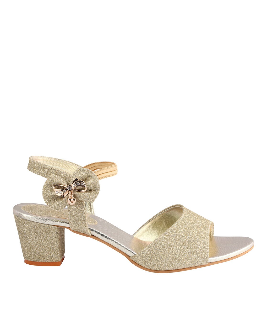 Rose Gold Rock Glitter Block Heel Sandals, Flower Girl, Birthday Shoes