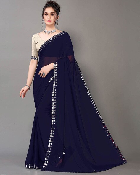 Buy Premium Georgette Fabric 3 Layer Ruffle Saree, Multi Thread Embroidery  & Real Mirror Work, Embroidery Mirror Work Designer Blouse,sarees Online in  India - E… | Party wear indian dresses, Mirror work