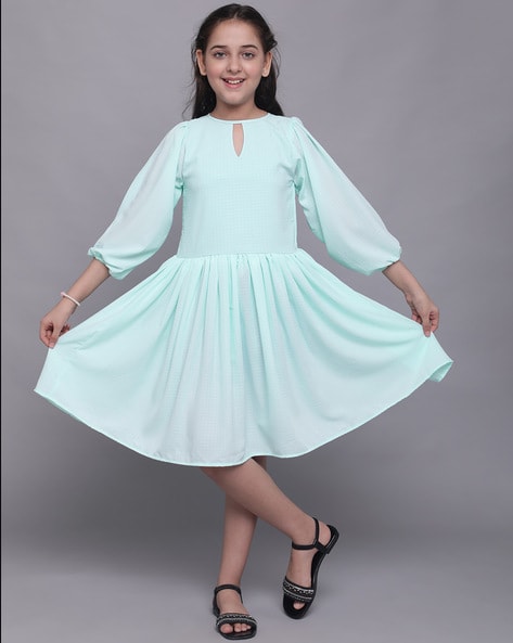 Buy Fashion Fly Girls' Midi Dress (Blk-Wht Dress(11-12)_Multi_11-12 Years)  at Amazon.in