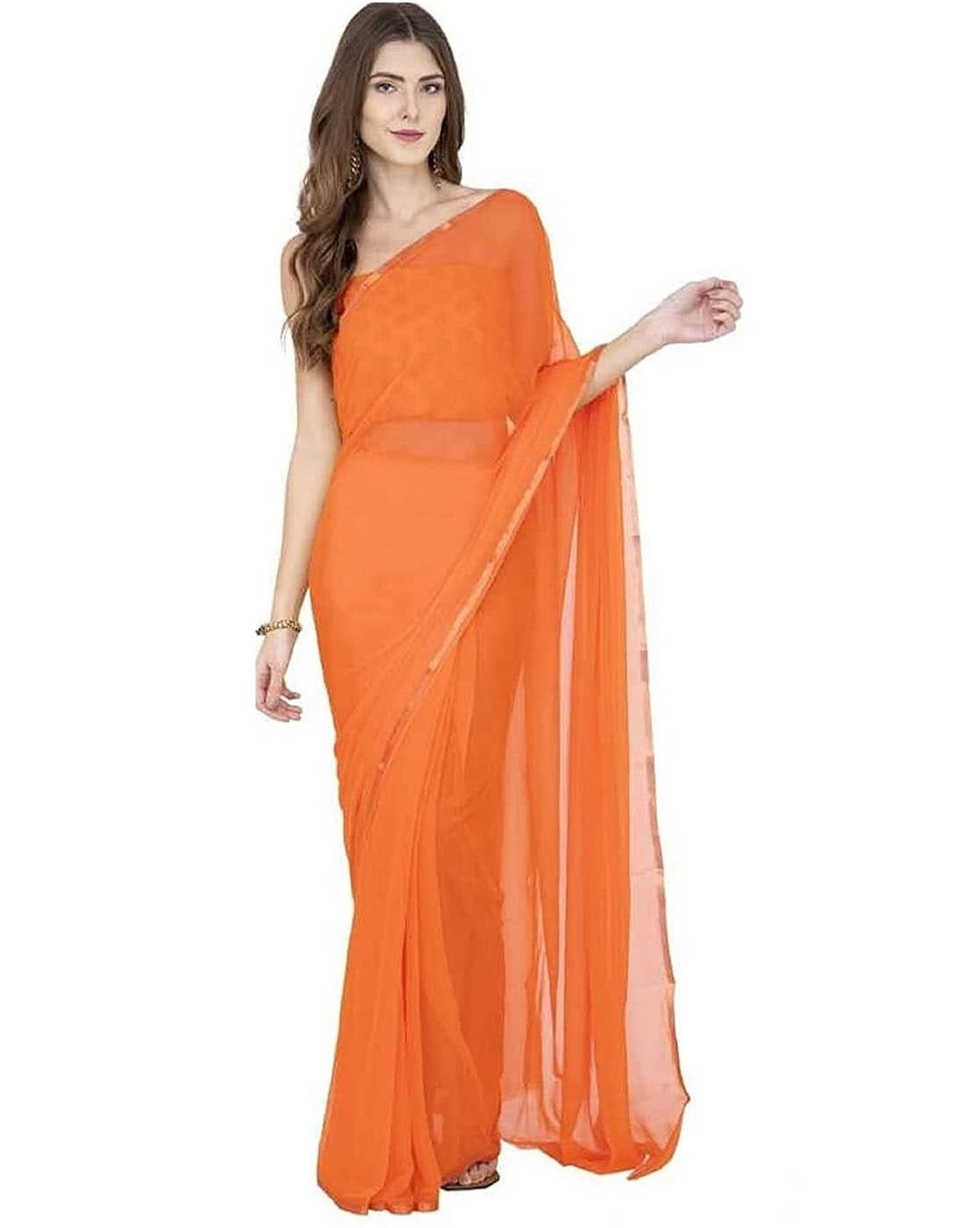 Amazon.com: themilestocks Women's Bollywood Chiffon Plain Sari Festival  Uniform Saree Wrap Fabric Unstitched Blouse Piece Party Wear (Apricot), One  Size : Clothing, Shoes & Jewelry