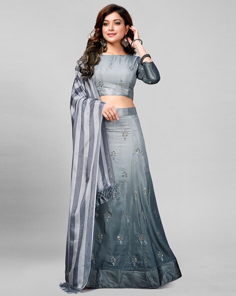 Grey Color Designer Wedding Collection Semi-Stitched Lehenga Choli With  Dupatta :: MY SHOPPY LADIES WEAR