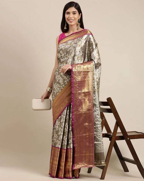 Buy Ash Colour Saree for Women Online from India's Luxury Designers 2024