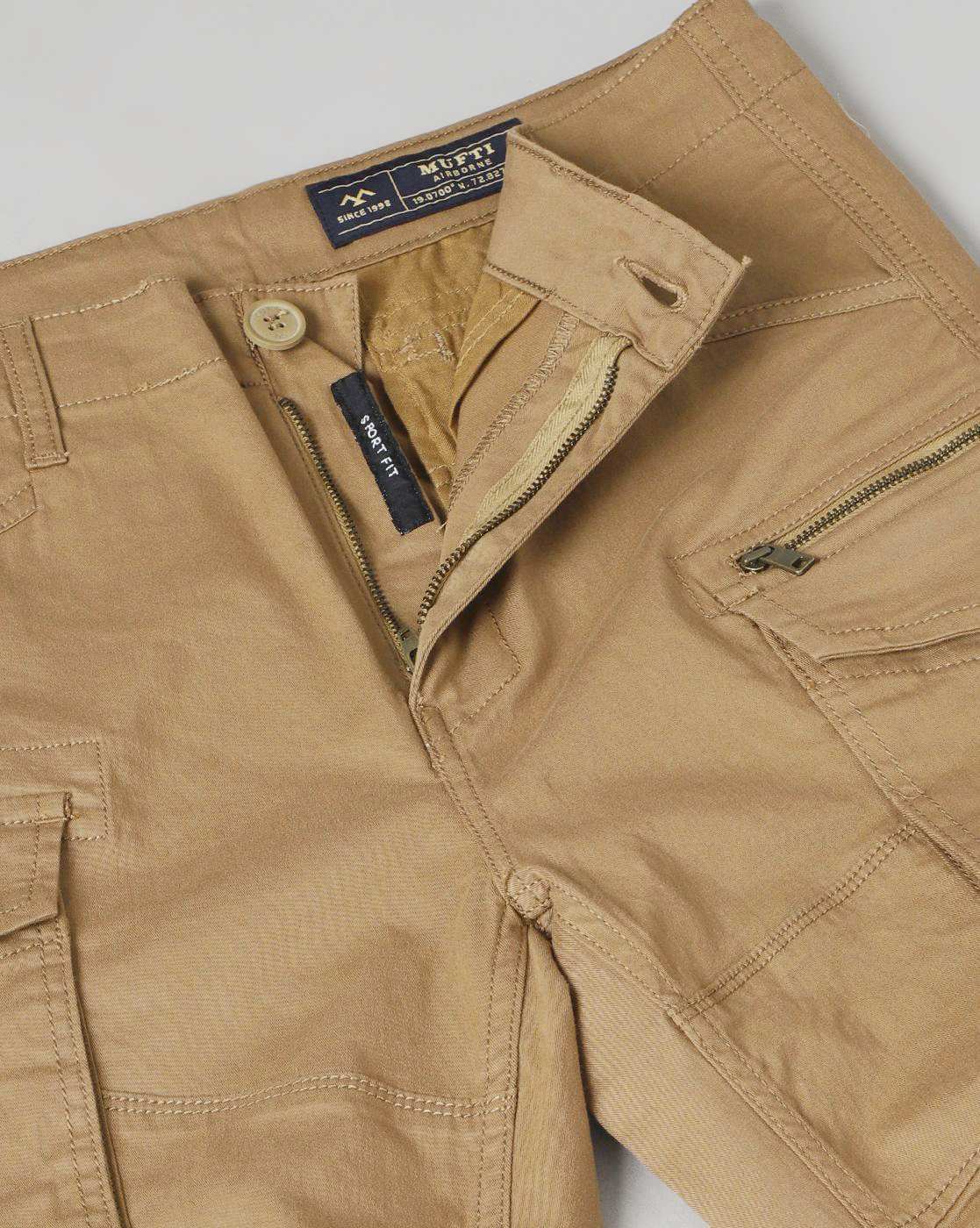 Buy Mufti Khaki Mid Rise Super Slim Fit Trousers for Men Online @ Tata CLiQ