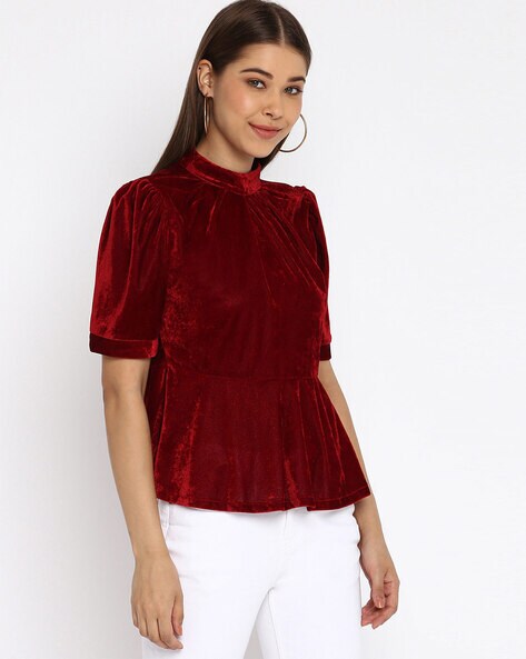 High neck outlet peplum top