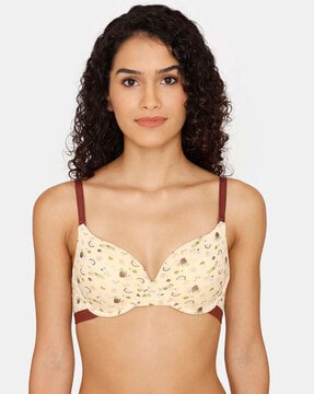 Buy Clovia Polyamide Printed Padded Demi Cup Underwired Push-Up Bra - White  Women Push-up Lightly Padded Bra Online at Best Prices in India