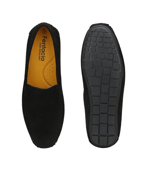 FENTACIA Round Toe Slip-On Loafers Shoes For Men (Black, 10)