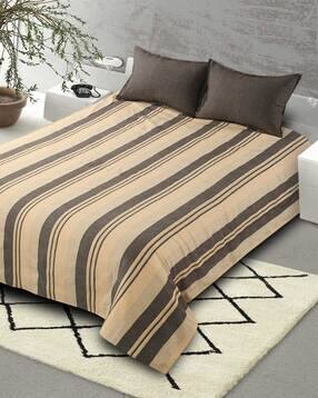 Striped Fitted King Size Bedsheet with Pillow Covers-image-41