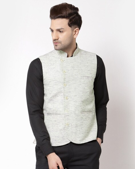 Buy ESSENTIELE Men's Melange Grey Anthra Woolen Bandhgala Ethnic Nehru  Jacket Waistcoat (SMALL) at Amazon.in
