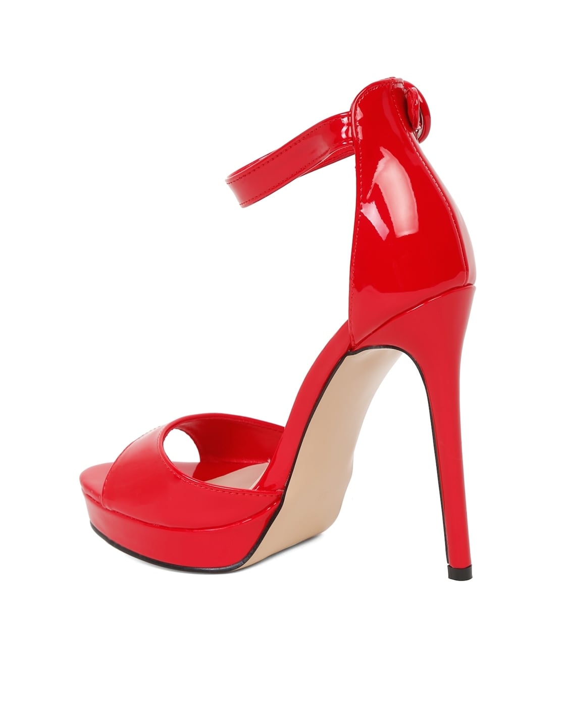 Clearly Red Satin Lace-Up Stiletto Heels With Flowers – Club L London - IRE