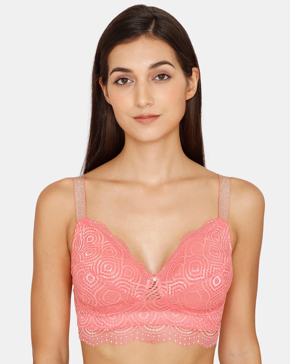 Buy Zivame Mosaic Valley Push Up Wired Medium Coverage Bra - Pink