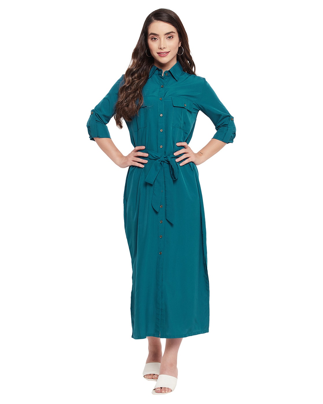 WOMEN'S SOFT BRUSHED LONG SLEEVE SHIRT DRESS | UNIQLO IN