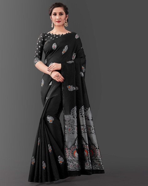 Umaa Black Soft Silk Saree – Zariknyaa